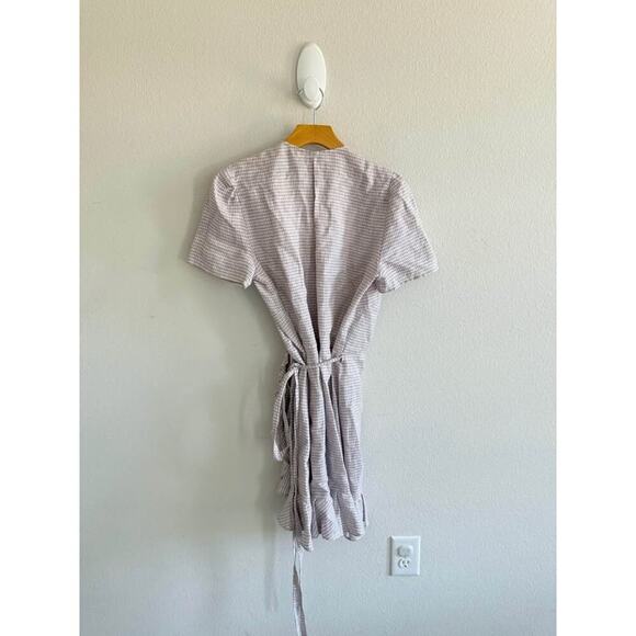 Reformation‎ Women’s Linen Gingham Sally Wrap Dress Sz L - Picture 7 of 8